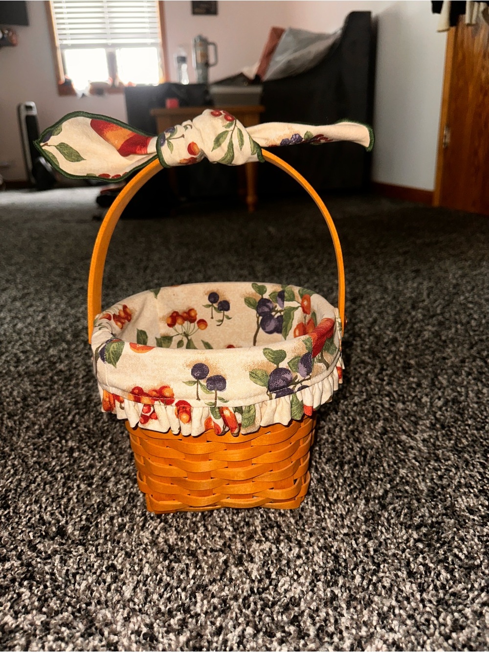 Longaberger Basket with Fruit-Print Liner